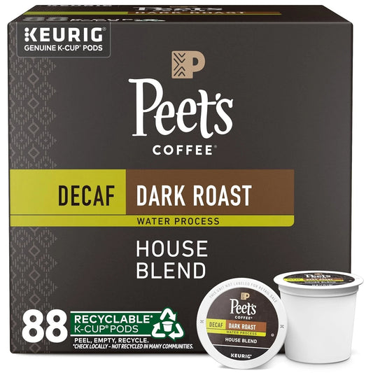 Peet's Coffee, Dark Roast Decaf Keurig K-Cup Pods - Count (4 Boxes of 22 K-Cup P